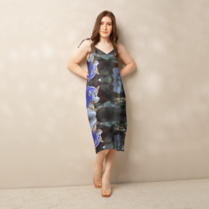 Periwinkle-bubblegun_Tie-strap midi dress
